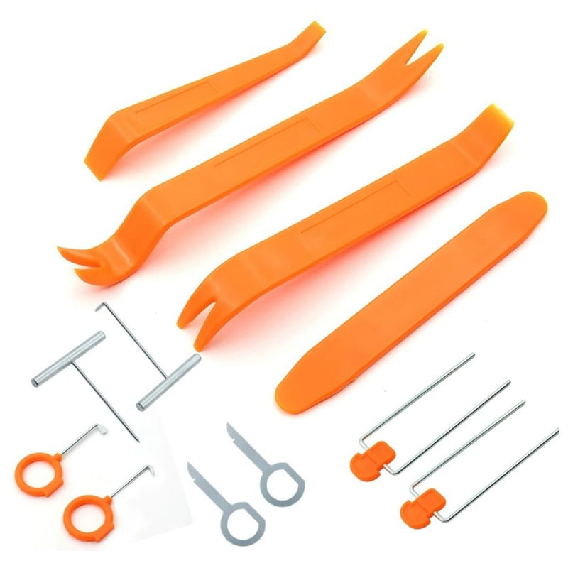 Auto si Moto - Reparatii si depanare - Scule auto - Scule si truse auto - Set 12 piese pentru demontare tapiterie sau elemente auto de interior, Techstar® D0087, plastic, portocaliu - Infinity.ro
