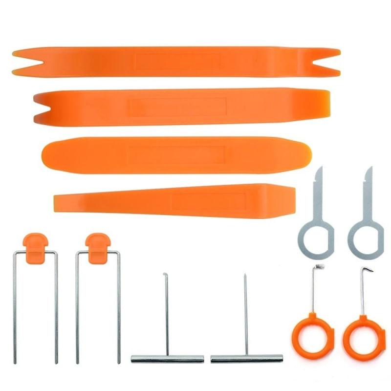 Auto si Moto - Reparatii si depanare - Scule auto - Scule si truse auto - Set 12 piese pentru demontare tapiterie sau elemente auto de interior, Techstar® D0087, plastic, portocaliu - Infinity.ro