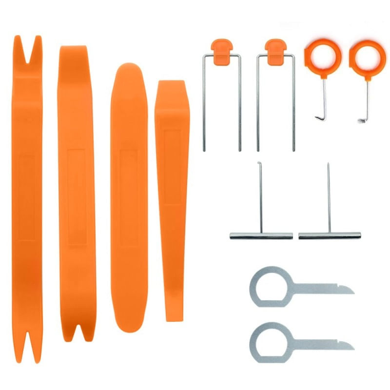 Auto si Moto - Reparatii si depanare - Scule auto - Scule si truse auto - Set 12 piese pentru demontare tapiterie sau elemente auto de interior, Techstar® D0087, plastic, portocaliu - Infinity.ro