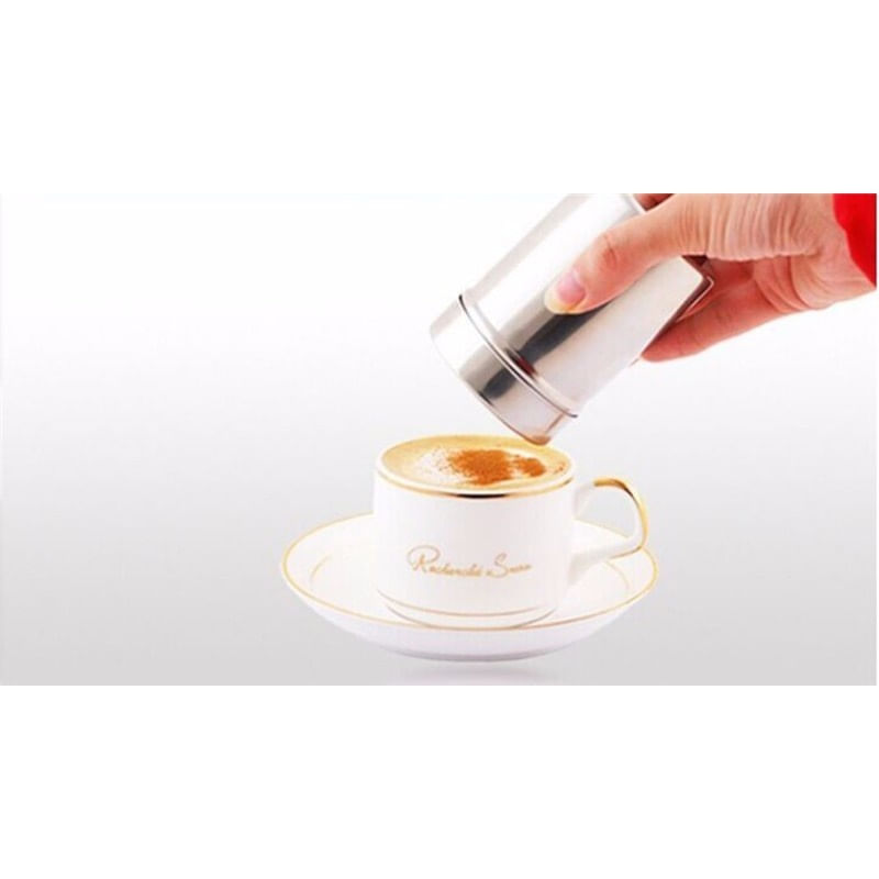 Casa si Gradina - Bucatarie si vesela - Ustensile bucatarie - Site bucatarie, strecuratori si accesorii - Set Sita pentru decorat cafeaua din inox + 16 forme - Infinity.ro