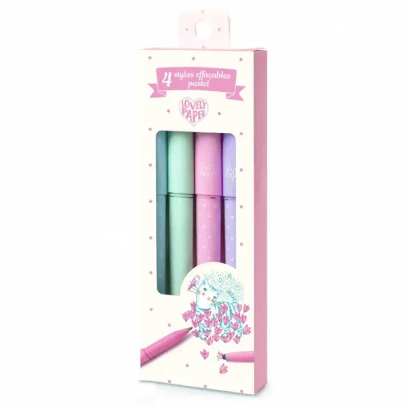 Carti si Birotica - Birotica - Instrumente de scris - Pixuri si stilouri - Set 4 pixuri cu radiera culori pastel - Infinity.ro