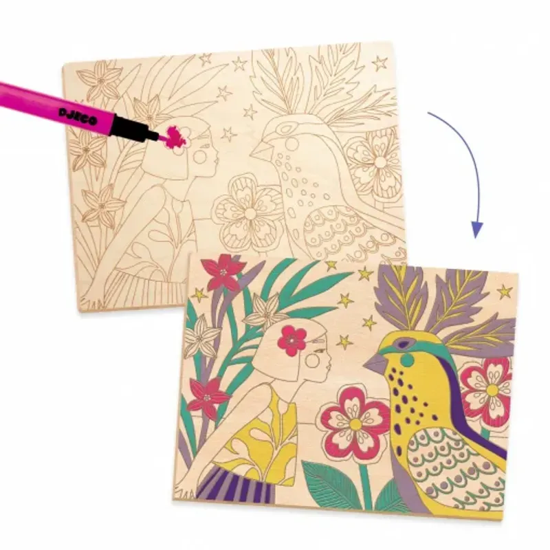 Jucarii, Copii si Bebe - Jucarii si jocuri - Jucarii & jocuri educative - Seturi pictura si desen - Atelier de pictura pe lemn Fete si flori - Infinity.ro