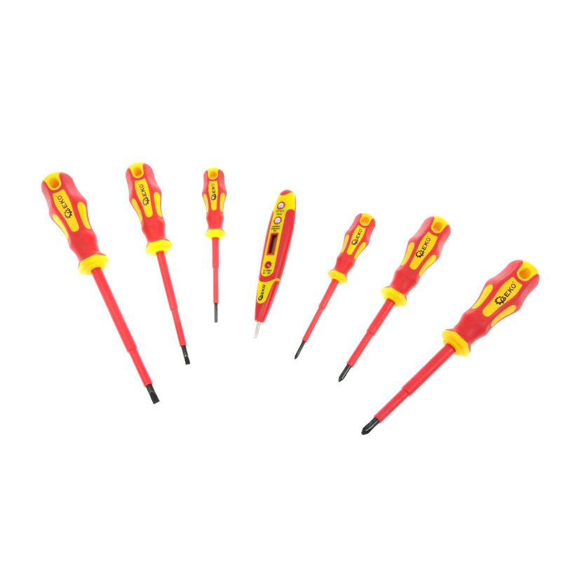 Casa si Gradina - Constructii - Scule de mana si unelte - Surubelnite - Set 7 surubelnite + tester digital de tensiune 1000V, Geko G30626 - Infinity.ro