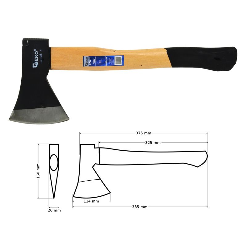 Casa si Gradina - Gradinarit si plante - Unelte gradinarit - Topoare - Topor cu coada de lemn 800gx14", Geko Premium G72211 - Infinity.ro