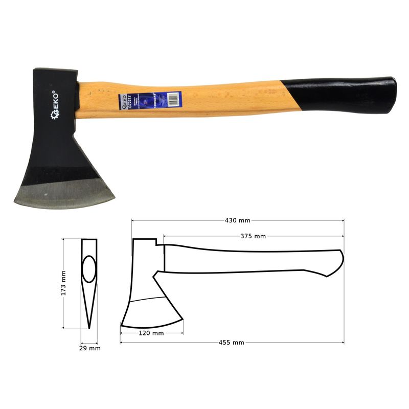 Casa si Gradina - Gradinarit si plante - Unelte gradinarit - Topoare - Topor cu coada de lemn 1000g 18", Geko Premium G72212 - Infinity.ro