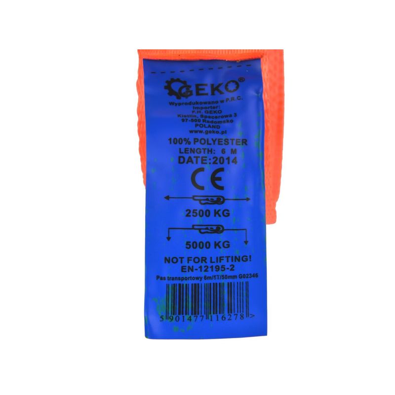 Auto si Moto - Reparatii si depanare - Scule auto - Scule si truse auto - Chinga ancorare 6m 5T 50mm, GEKO G02346 - Infinity.ro