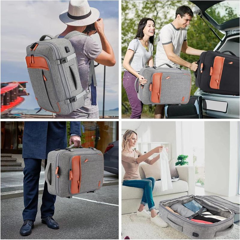 Sport si Outdoor - Articole de voiaj - Rucsacuri - Rucsac de Calatorie, Extensibil cu Capacitate 40L, Include 4 Genti, Impermeabil, cu Port USB, Culoare Verde - Infinity.ro