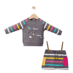 Fashion, accesorii si bijuterii - Copii - Imbracaminte copii - Treninguri si compleuri copii - Set 2 piese cu bluzita si fustita pentru fetite Colorful autum, Tongs baby, gri, marime 24-36 luni - Infinity.ro