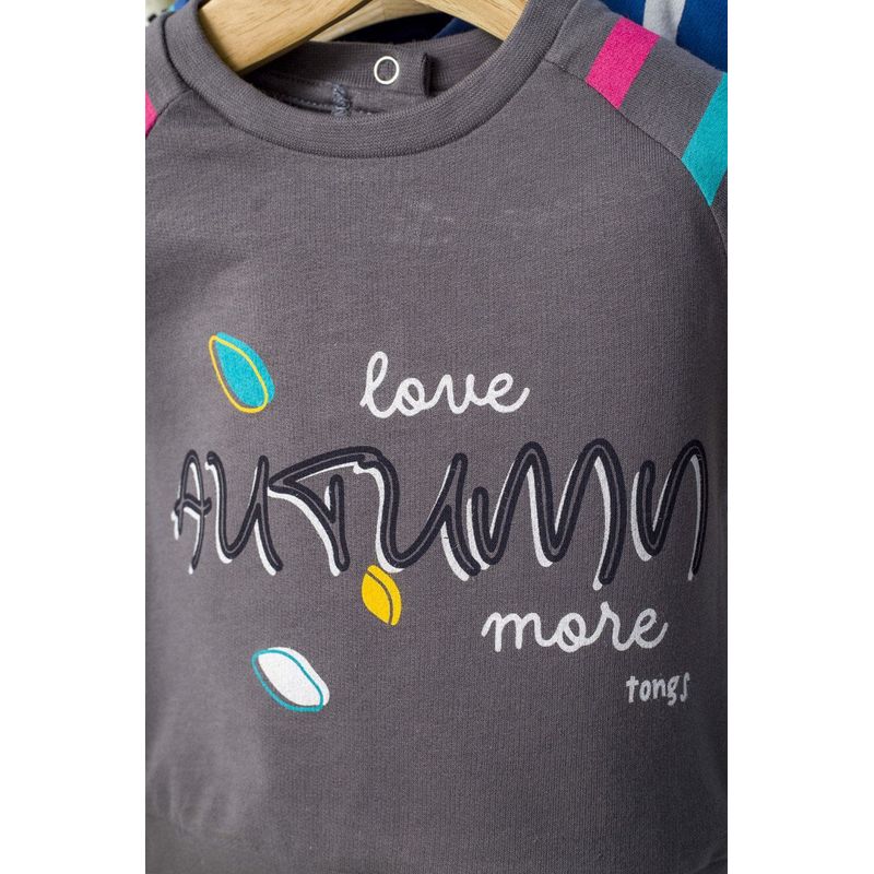 Fashion, accesorii si bijuterii - Copii - Imbracaminte copii - Treninguri si compleuri copii - Set 2 piese cu bluzita si fustita pentru fetite Colorful autum, Tongs baby, gri, marime 18-24 luni - Infinity.ro
