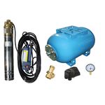 Casa si Gradina - Gradinarit si plante - Instalatii si accesorii pentru irigatii - Pompe apa - Kit complet sistem hidrofor, pompa submersibila Maxima SKM 100/80, rezervor de 80 litri, presostat, racord 5 cai, manometru - Infinity.ro
