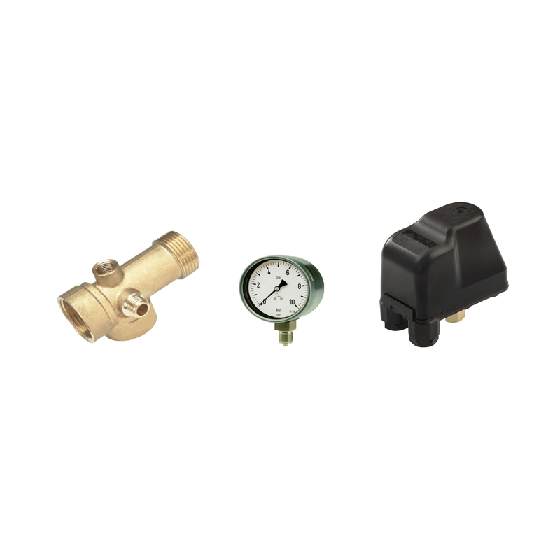 Casa si Gradina - Gradinarit si plante - Instalatii si accesorii pentru irigatii - Pompe apa - Kit complet sistem hidrofor, pompa submersibila cu surub Maxima 4QGD 0.5/100, rezervor de 100 litri cu manometru, presostat, racord 5 cai, manometru - Infinity.ro