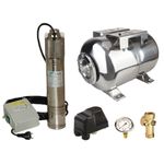 Casa si Gradina - Gradinarit si plante - Instalatii si accesorii pentru irigatii - Pompe apa - Kit complet sistem hidrofor, pompa submersibila SUMOTO ONKM150/24, rezervor 24L din inox, presostat, racord 5 cai, manometru - Infinity.ro