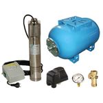 Casa si Gradina - Gradinarit si plante - Instalatii si accesorii pentru irigatii - Pompe apa - Kit complet sistem hidrofor, pompa submersibila SUMOTO ONKM150/24, rezervor 24L, presostat, racord 5 cai, manometru - Infinity.ro
