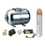 Casa si Gradina - Gradinarit si plante - Instalatii si accesorii pentru irigatii - Pompe apa - Kit complet sistem hidrofor, pompa submersibila Raider WP41/24, rezervor de 24 litri din inox, presostat, racord 5 cai, manometru - Infinity.ro