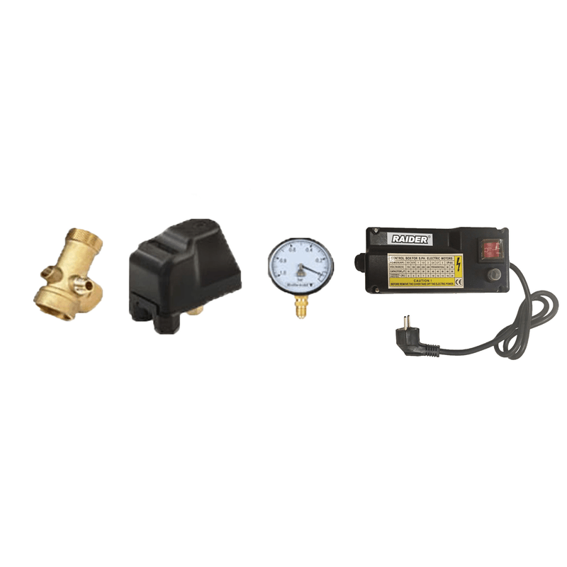 Casa si Gradina - Gradinarit si plante - Instalatii si accesorii pentru irigatii - Pompe apa - Kit complet sistem hidrofor, pompa submersibila Raider WP41/24, rezervor de 24 litri din inox, presostat, racord 5 cai, manometru - Infinity.ro