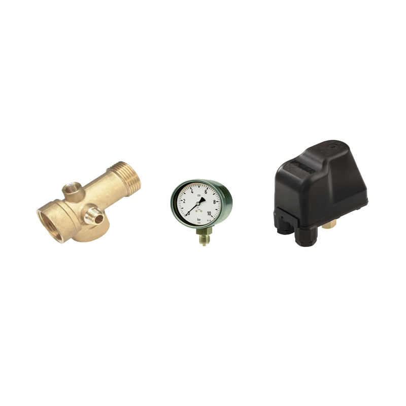 Casa si Gradina - Gradinarit si plante - Instalatii si accesorii pentru irigatii - Pompe apa - Kit complet sistem hidrofor, pompa submersibila cu surub Maxima 4QGD 0.75/24, rezervor de 24 litri din inox, presostat, racord 5 cai, manometru - Infinity.ro