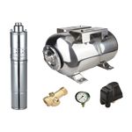 Casa si Gradina - Gradinarit si plante - Instalatii si accesorii pentru irigatii - Pompe apa - Kit complet sistem hidrofor, pompa submersibila cu surub Maxima 4QGD 0.75/24, rezervor de 24 litri din inox, presostat, racord 5 cai, manometru - Infinity.ro