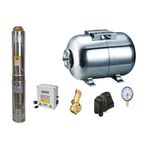 Casa si Gradina - Gradinarit si plante - Instalatii si accesorii pentru irigatii - Pompe apa - Kit complet sistem hidrofor, pompa de apa submersibila Raider RD-WP31/24, rezervor de 24 litri din inox, presostat, racord 5 cai, manometru - Infinity.ro