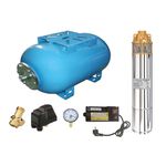Casa si Gradina - Gradinarit si plante - Instalatii si accesorii pentru irigatii - Pompe apa - Kit complet sistem hidrofor, pompa submersibila Raider WP41/80, rezervor de 80 litri, presostat, racord 5 cai, manometruu - Infinity.ro