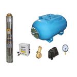 Casa si Gradina - Gradinarit si plante - Instalatii si accesorii pentru irigatii - Pompe apa - Kit complet sistem hidrofor, pompa de apa submersibila Raider RD-WP31/50, rezervor de 50 litri, presostat, racord 5 cai, manometru - Infinity.ro