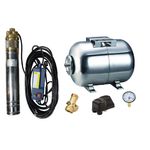 Casa si Gradina - Gradinarit si plante - Instalatii si accesorii pentru irigatii - Pompe apa - Kit complet sistem hidrofor, pompa submersibila APC SKM 200/24, rezervor 24L, presostat, racord 5 cai, manometru - Infinity.ro