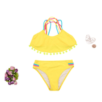 Fashion, accesorii si bijuterii - Copii - Lenjerie si pijamale copii - Costume de baie copii - Costum de baie cu ciucuri din 2 piese, galben, varsta 11 - 12 ani - Infinity.ro