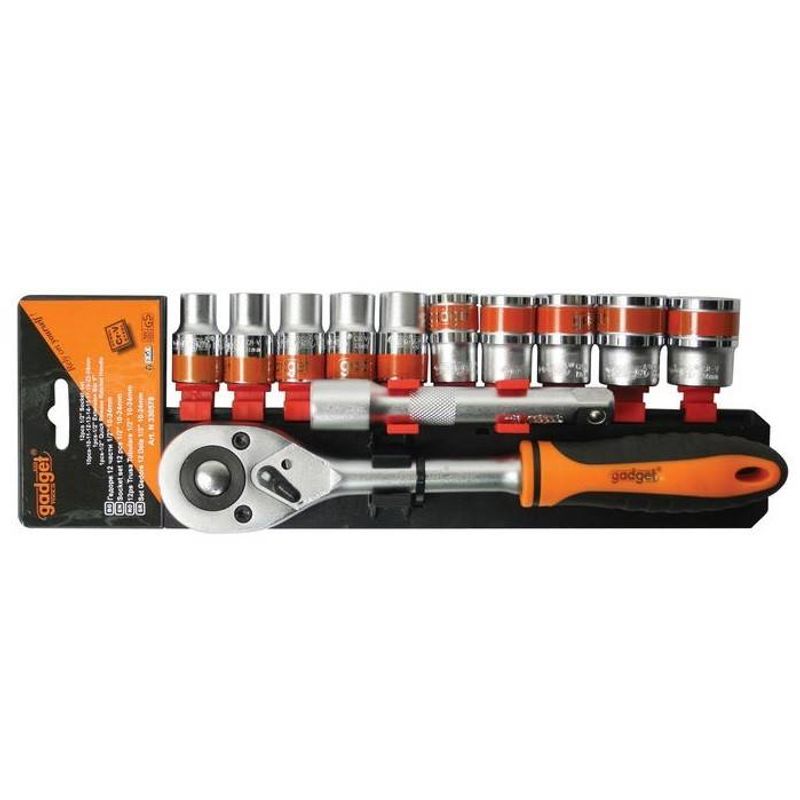 Casa si Gradina - Constructii - Scule de mana si unelte - Chei si truse chei - Set 12 tubulare cu antrenor, 1/2", 10-24mm, CR-V, Gadget - Infinity.ro
