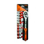 Casa si Gradina - Constructii - Scule de mana si unelte - Chei si truse chei - Set 12 tubulare cu antrenor, 1/2", 10-24mm, CR-V, Gadget - Infinity.ro