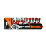 Casa si Gradina - Constructii - Scule de mana si unelte - Chei si truse chei - Set 12 tubulare cu antrenor, 1/2", 10-24mm, CR-V, Gadget - Infinity.ro