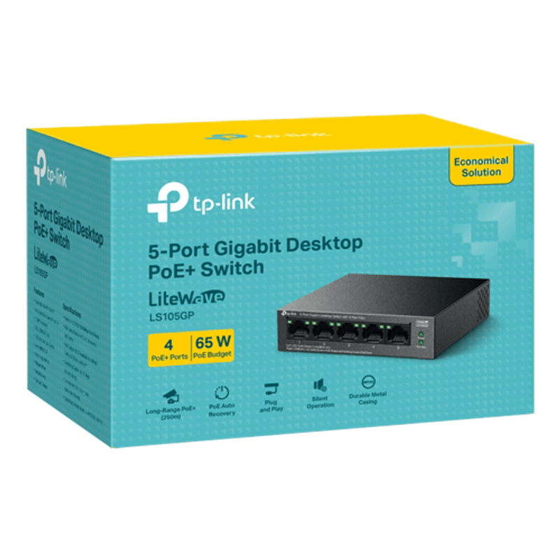PC, gaming si accesorii - Retelistica - Switch-uri - Switch-uri fara management - Switch LiteWave, 5 porturi RJ45 Gigabit, 4xPoE+, Unmanaged - TP-Link LS105GP - Infinity.ro