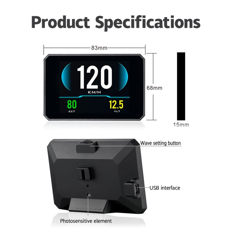 Auto si Moto - Electronice auto - Accesorii electronice auto - Sistem Monitor Auto Techstar P16 OBD2 HUD, Afisaj Head-Up Display pentru Monitorizare Viteza, RPM si Performanta Auto - Infinity.ro