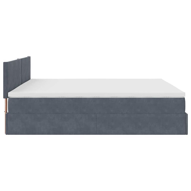 Casa si Gradina - Mobilier - Paturi si accesorii - Paturi - Cadru de pat otoman cu saltea Gri inchis 160x200cm catifea - Infinity.ro