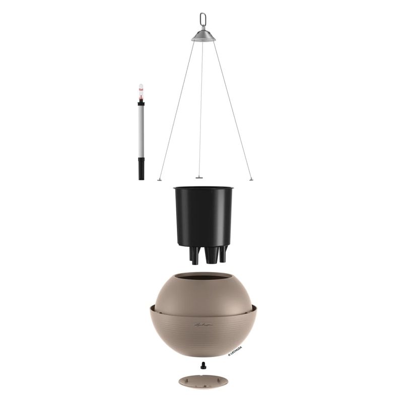 Casa si Gradina - Gradinarit si plante - Plante si ghivece - Ghivece si suporturi - LECHUZA Jardiniera suspendata BOLA Color 32 ALL-IN-ONE, maro nisipiu - Infinity.ro