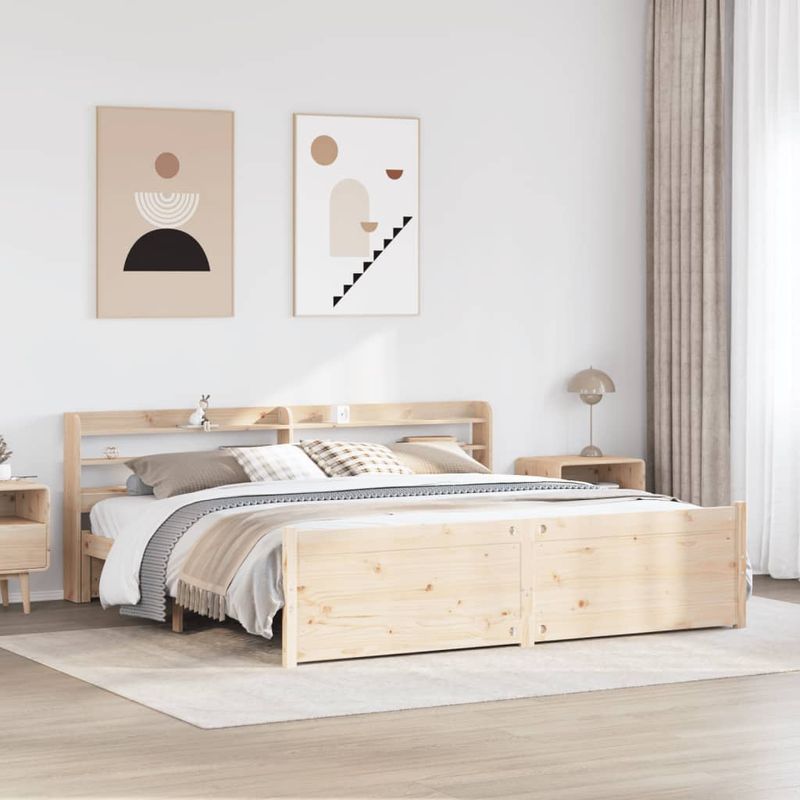 Casa si Gradina - Mobilier - Paturi si accesorii - Paturi - Cadru pat cu tablie 200x200 cm, lemn masiv de pin - Infinity.ro