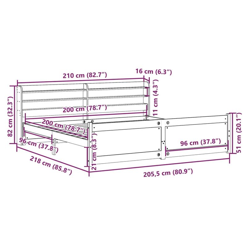 Casa si Gradina - Mobilier - Paturi si accesorii - Paturi - Cadru pat cu tablie 200x200 cm, lemn masiv de pin - Infinity.ro