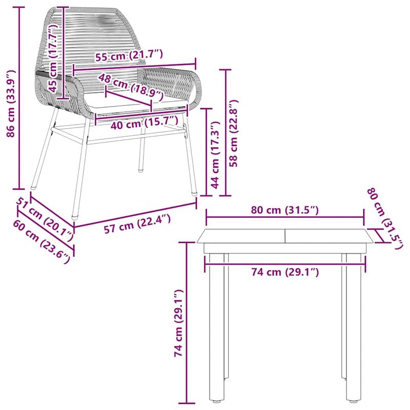 Casa si Gradina - Gradina si terasa - Mobilier exterior - Seturi mobila gradina - Set de sufragerie de gradina 3 piese sticla poliratan gri - Infinity.ro