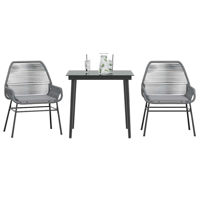 Casa si Gradina - Gradina si terasa - Mobilier exterior - Seturi mobila gradina - Set de sufragerie de gradina 3 piese sticla poliratan gri - Infinity.ro