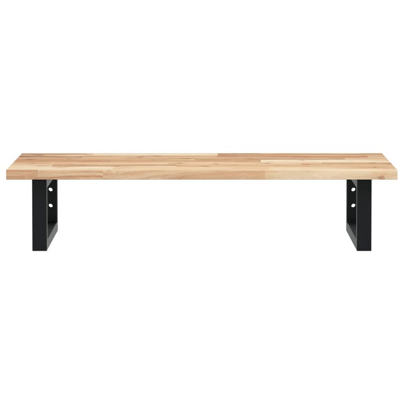 Casa si Gradina - Mobilier - Biblioteci si rafturi - Rafturi - Raft pentru lavoar montat pe perete, otel și lemn masiv acacia, maro și negru, mărime 80x40x2 cm, model dreptunghiular - Infinity.ro