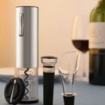 Casa si Gradina - Bucatarie si vesela - Accesorii bar - Tirbusoane si dopuri - Tirbuson Electric, Set desfacator de vin, Dop Servire si Dop Vidare, Adsinio, Argintiu/Negru - Infinity.ro