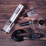 Casa si Gradina - Bucatarie si vesela - Accesorii bar - Tirbusoane si dopuri - Tirbuson Electric, Set desfacator de vin, Dop Servire si Dop Vidare, Adsinio, Argintiu/Negru - Infinity.ro