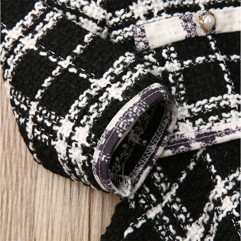 Fashion, accesorii si bijuterii - Copii - Imbracaminte copii - Treninguri si compleuri copii - Set sacou cu rochita, negru cu alb, marime 130 - Infinity.ro