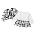 Fashion, accesorii si bijuterii - Copii - Imbracaminte copii - Treninguri si compleuri copii - Set sacou cu rochita, marime 90, alb cu negru - Infinity.ro