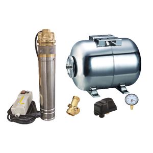 Kit complet sistem hidrofor, pompa submersibila apa curata Influent Economic TS5015/24I, rezervor de 24 litri din inox