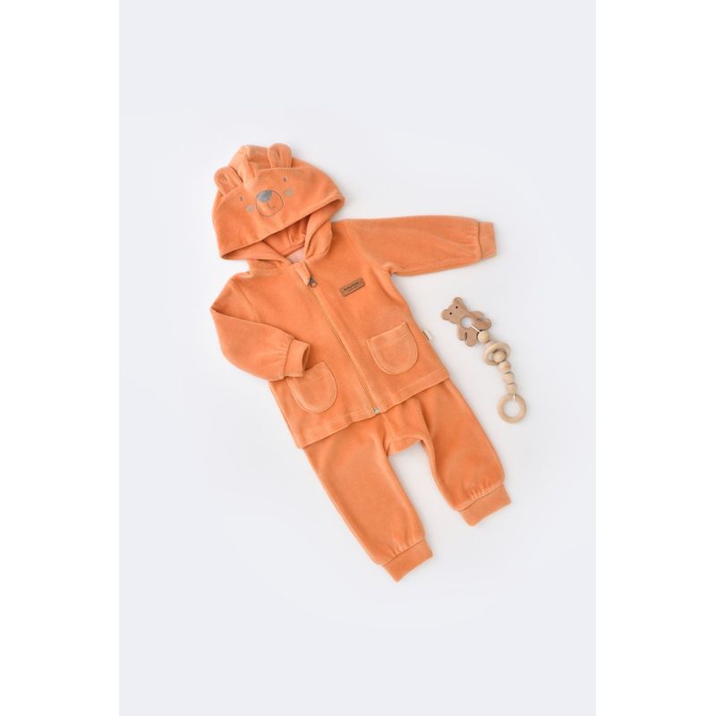 Fashion, accesorii si bijuterii - Copii - Imbracaminte copii - Treninguri si compleuri copii - Set Ursulet cu bluzita si pantaloni lungi, Baby Cosy, portocaliu, marime 6-9 luni - Infinity.ro