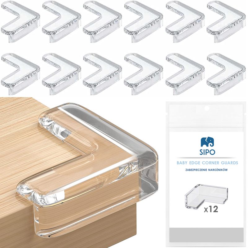 Casa si Gradina - Mobilier - Mobilier copii - Sisteme de siguranta - Set 12 Coltare din Silicon pentru Protectie Ridicata la Colturile Mobilei, din Silicon, Triunghi, SIPO Baby Safety - Infinity.ro