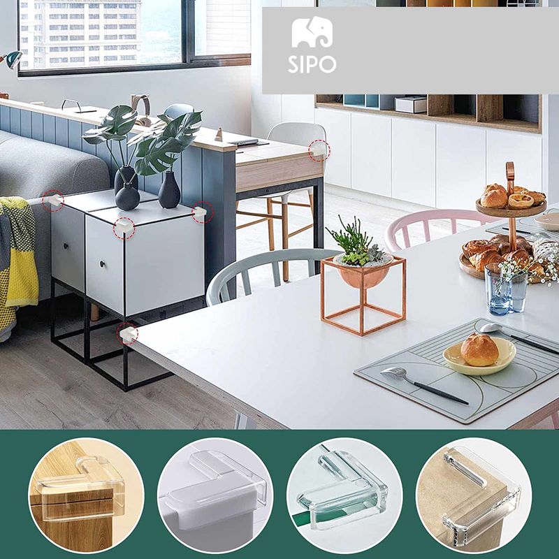 Casa si Gradina - Mobilier - Mobilier copii - Sisteme de siguranta - Set 12 Coltare din Silicon pentru Protectie Ridicata la Colturile Mobilei, din Silicon, Triunghi, SIPO Baby Safety - Infinity.ro