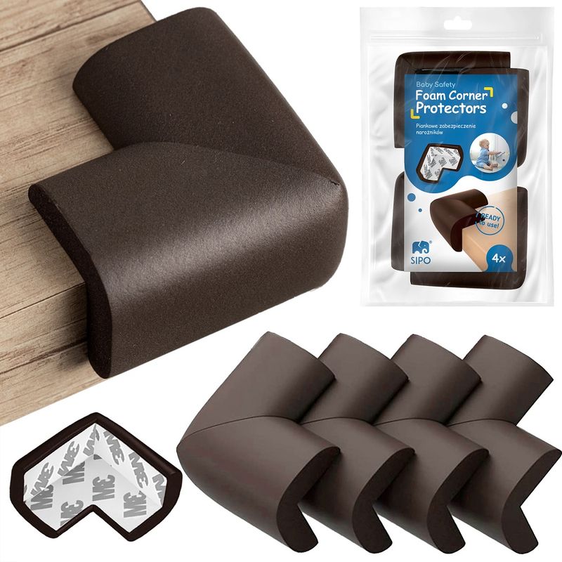 Casa si Gradina - Mobilier - Mobilier copii - Sisteme de siguranta - Set 4 aparatori moi pentru colturi, pentru copii, SIPO Baby Safety, Maro - Infinity.ro