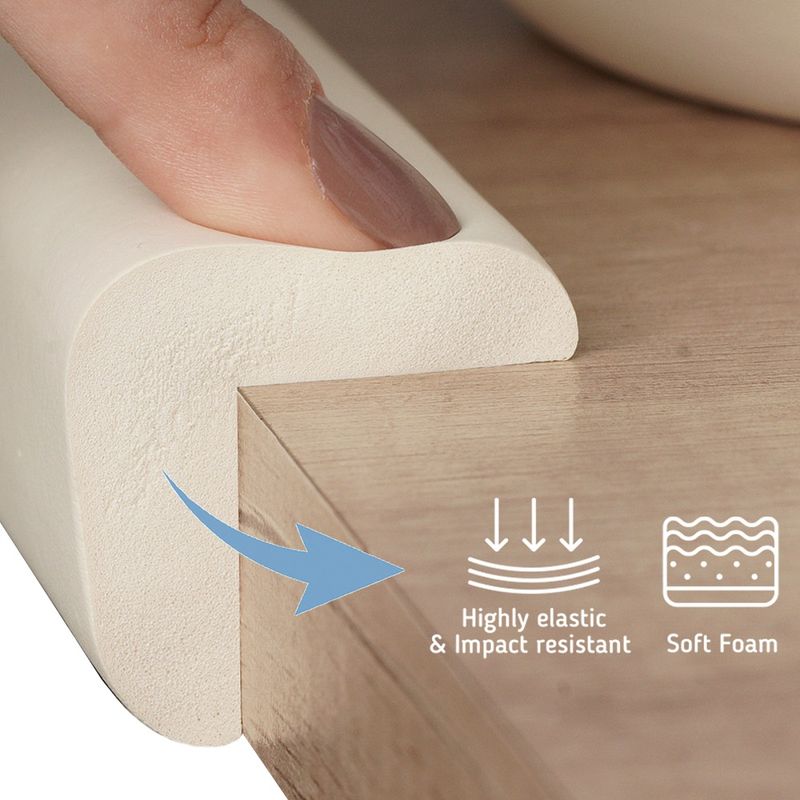 Casa si Gradina - Mobilier - Mobilier copii - Sisteme de siguranta - Set 4 aparatori moi pentru colturi, din spuma groasa, fixare cu adeziv puternic 3M, fara urme, Crem, Sipo - Infinity.ro