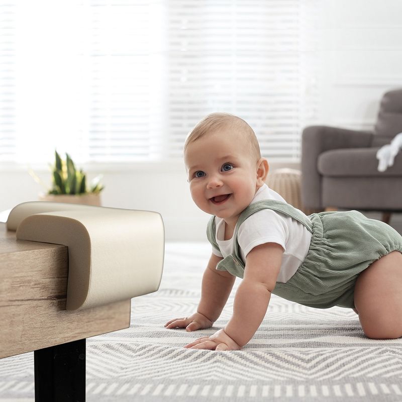 Casa si Gradina - Mobilier - Mobilier copii - Sisteme de siguranta - Set 4 aparatori moi pentru colturi, din spuma groasa, fixare cu adeziv puternic 3M, fara urme, Crem, Sipo - Infinity.ro