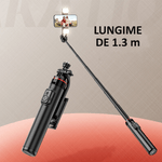 Laptop, Telefoane si Tablete - Telefoane mobile si accesorii - Accesorii Telefoane - Selfie stick-uri - Selfie Stick multifunctional, cu LED, Telecomanda Bluetooth, iOS/Android, 130 cm, OBRALIX® - Infinity.ro